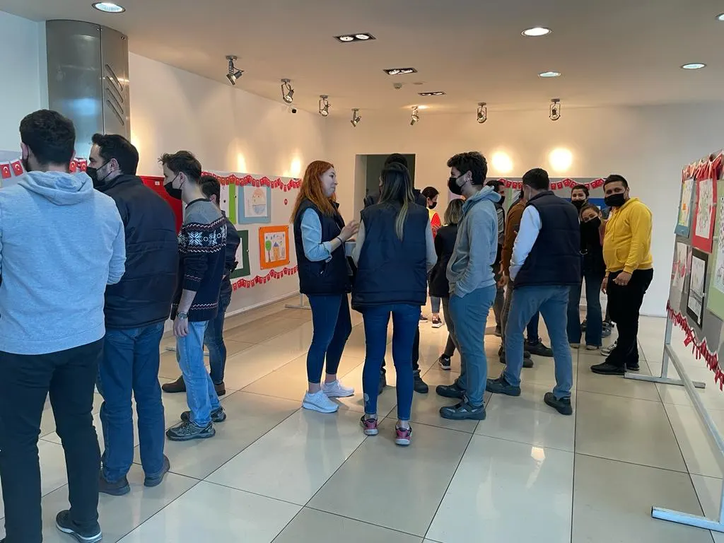 Visitors viewing the AKE art exhibition